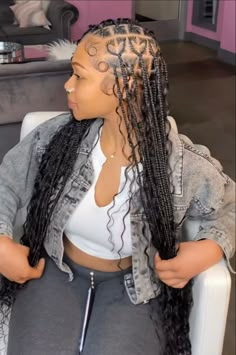 Knotless braids. Goddess braids. Black girl hairstyle. Heart design. Black Culture. #trending. #viral. Goddess Braids With Heart, Fulani Braids With Heart Design, Braids With Curls Styles, Braid Designs For Black Women, Braids With Heart Design, Knotless Goddess Braids, Braids With Heart, Knotless Braids With Curls, Curls Styles