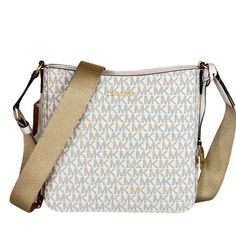 New With Tag Michael Kors Jet Set Travel Small Shoulder Crossbody Messengerbag Canvas Coated Blend Mk Signature Light Cream 100% Authentic Retail: $348.00 Plus Tax **Please See The Measurement For The Size** No Dust Bag Zip Top Closure Michael Kors Logo At Front Gold Toned Hardware Custom Fabric Lining 1 Slip-In Pockets 8.25"(L) X 8.25"(H) X 2.75"(D) Strap: 18"-23" Very Clean, Smoke-Free And Pet-Free Environment. Light Cream Color, Crossbody Saddle Bag, Michael Kors Mercer, Michael Kors Logo, Mk Purse, Michael Kors Crossbody Bag, Michael Kors Shoulder Bag, Michael Kors Crossbody, Light Cream