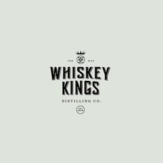 the whiskey kings logo is shown on a gray background with black and white lettering that reads,