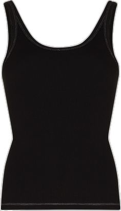 Cotton Tank Top, Black Tank Tops, World Of Fashion, Size Clothing, Black Cotton, Ribbed Knit, Scoop Neck, Women Wear, Tank Top