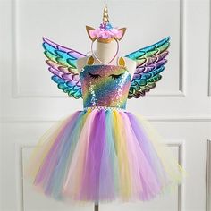 Fabric:Tulle; Look After Me:Hand wash; Gender:Girls'; Quantity:Three Piece; Style:Cute,Princess; Occasion:Party,Birthday,Tutu Dresses,Photography; Kids Apparel:Dress; Age Group:Kids; Pattern:Rainbow,Colorful; Design:Sequins,Halter; Age:2-8 Years; Listing Date:03/05/2020; Bust:; Length:null; Pattern Theme:Unicorn Unicorn Dresses, Kids Carnival, Unicorn Princess, Cheap Party Dresses, Unicorn Costume, Unicorn Dress, Unicorn Girl, Girl Rainbow, Cute Princess