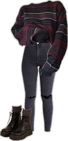 Grunge Sweater Outfit, Grunge Christmas Outfit, Grunge Ideas, Supernatural Outfits, Thrift Ideas, Wrestling Gear, Style Reference, Dream Outfits, Ootd Inspo