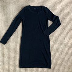 Never Worn Size M Banana Republic Black (Light) Sweater Dress. The Material Is Pretty Light For Being A Sweater Dress. Very Soft. Hemline Falls Right About The Knee. Bodycon Style But Fits Loosely For A M Black Fitted Dress For Layering, Fitted Black Dress For Layering, Black Fitted Sweater Dress With Crew Neck, Black Fitted Crew Neck Sweater Dress, Black Long Sleeve Dresses For Layering, Black Bodycon Dress With Crew Neck, Black Mini Dress For Spring Layering, Black Mini Dress For Layering, Knee-length Black Dress For Layering