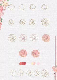 the flowers are drawn in different colors and sizes