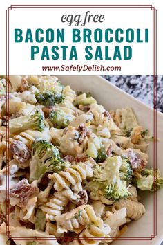 Bacon Broccoli Pasta Salad (Egg Free) Bacon Broccoli Pasta Salad, Bacon Broccoli Pasta, Eggless Pasta, Broccoli Pasta Salad, Crunchy Broccoli, Broccoli Pasta Salads, Bacon Broccoli, Fresh Egg, Pasta Salad Dressing