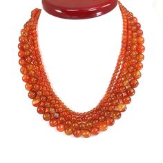 "✦Gemstone: Natural Carnelian ✦Shape: Smooth Round Beads ✦Bead Size: 4mm, 6mm, 8mm, 10mm ✦Necklace Length: 14\" inches, 16\" inches, 18\" inches, 20\" inches, 24\" inches ✦Average Strand Weight: < 4oz ✦QTY: 1 pc / package ♕Beautiful & High-Quality Necklace♕ CLICK BELOW TO CHECK ALL OUR BEAUTIFUL GEMSTONE BRIOLETTES. https://www.etsy.com/shop/Ny6designJewelry?ref=seller-platform-mcnav Color may vary slightly due to your monitors' color calibration settings. Please allow 0.2-0.5mm measureme Cake Makeover, Simple Beaded Necklaces, Orange Carnelian, Carnelian Necklace, Gemstone Beaded Necklace, Carnelian Beads, Orange Cake, Vintage Glam, Pretty Bracelets