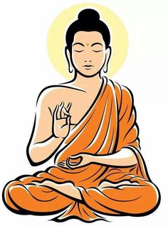 the buddha is sitting in meditation position with his eyes closed and one hand up to his chest