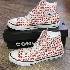 Converse Shoes For Women New Shoes With Box, No Lid 663882f Ctas Hi White/Red Check Out My Store. I Got Vans, Nike, Michael Kors And Converse Converse Shoes For Women, Red High Top Converse, Black Leather Converse, All Black Converse, Converse Classic, Purple Converse, White High Top Converse, Custom Chuck Taylors, Black High Top Converse