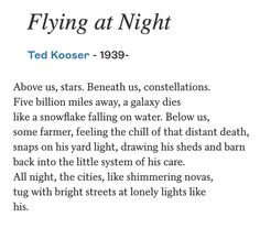 the poem flying at night by ted koser