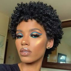 Beauty Make-up, Afro Hair, Blue Eyeshadow, Makeup For Black Women