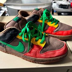 Rasta Colors Vintage Nike Dunk Low Sb 6.0 Very Rare! Excellent Condition For Their Age. Mens Size 12 Nike Multicolor Skate Shoes For Streetwear, Nike Multicolor Custom Sneakers For Streetwear, Nike Multicolor Sneakers For Skateboarding, Multicolor Nike Sneakers For Skateboarding, Multicolor Gum Sole Skate Shoes For Streetwear, Multicolor Boost Midsole Skate Shoes For Streetwear, Multicolor Skate Shoes With Boost Midsole For Streetwear, Nike Custom Sneakers For Skateboarding With Rubber Sole, Multicolor Skate Shoes With Rubber Sole For Streetwear