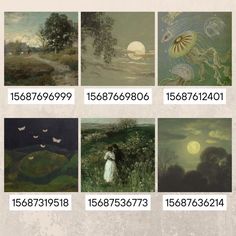 four different paintings with numbers on them and the same image in each one's frame