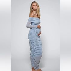 Bumpsuit, Size Small In Light Blue. Very Soft And Stretchy. Can Be Worn During And After Pregnancy. Sold Out Online. Changed My Mind For Wearing To An Event But Final Sale. $155 Plus $35 Worth Of Shipping And Taxes Online. Ruched Maxi Maternity Dress, Ruched Maternity Maxi Dress, Blue Maxi Maternity Dress For Party, Blue Maxi Dress For Maternity, Fitted Blue Maternity Maxi Dress, Light Blue Fitted Maternity Maxi Dress, Blue Fitted Maxi Maternity Dress, Fitted Blue Maxi Length Maternity Dress, Blue Long Sleeve Maternity Dress For Party