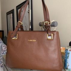 Calvin Klein Pebbled Leather Two Outer Pockets Plus One Open Zip In The Middle New With Tags Calvin Klein Purse, Open Zip, Calvin Klein Bags, Calvin Klein Bag, Womens Calvin Klein, In The Middle, Pebbled Leather, The Middle, Shoulder Bags