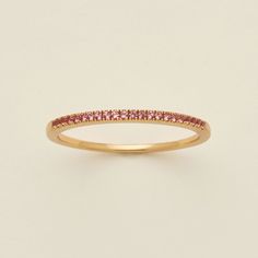 Every story is worth telling, and yours is bound to be a bestseller. The October Birthstone Stacking Band features prong-set, soft pink CZ along half of the ring symbolizing compassion, with smooth and luminous gold vermeil bringing your story full circle. With endlessly unique stacking potential, this ring has all the makings of a classic masterpiece.