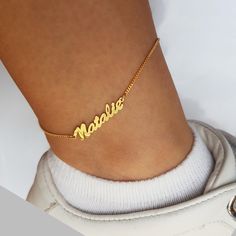 Your silver or gold name anklet, custom made for you. This dainty name anklet can also used as a gold initial anklet. Personalized anklet for her or loved ones. A made to order custom gift in sterling sliver or 14k gold  plating. This is your custom name personalized anklet for everyday use. Stylish anklet gift for women. Get your custom Name Anklet in silver or gold. Name Anklet For Women, Name Anklet Rose Gold Dainty Anklet For Women, Initial Anklet Gold, Gold Anklet With Name Personalized Ank Personalized Adjustable Anklets As Gift, Personalized Adjustable Anklet For Gift, Name Anklet, Personalized Adjustable Dainty Anklets, Personalized Adjustable Elegant Anklet, Elegant Personalized Adjustable Anklet, Elegant Personalized Gold Anklets, Elegant Gold Personalized Anklets, Personalized Dainty Adjustable Anklets