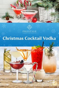 christmas cocktails with text overlaying the image