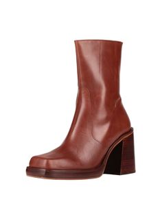 leather, no appliqués, solid color, fully lined, zipper closure, square toeline, square heel, rubber sole, contains non-textile parts of animal origin, ankle boots , Color: Tan , Size: 10 Tan Woman, Wedge Boot, Ankle Boot, Ankle Boots, Wedges, Textiles, Solid Color, Zipper, Heels