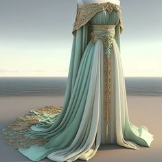 Elven Dresses Fantasy Gowns, Fancy Elf Clothes Dnd, Fantasy Greek Dress, Fantasy Silk Clothes, Royal Gala Dress, White And Gold Goddess Dress, Elven Queen Dress, Summer Court Outfit Acotar, Fantasy Dress Design Princess