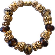 Brown Metal Beaded Bracelets As Gift, Brown Polished Beaded Bracelets As Gift, Brown Beaded Bracelets With Gold Beads As Gift, Gift Brown Beaded Bracelets With Gold Beads, Elegant Brown Beaded Bracelets With Colorful Beads, Handmade Metal Bracelet In Brown, Brown Bracelets With Spacer Beads For Jewelry Making, Adjustable Brown Jewelry With Gold Beads, Brown Stretch Bracelet With Polished Beads As Gift