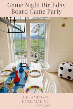 a birthday party is set up in the dining room