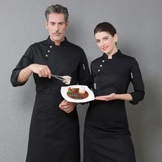 Chef Uniforms Long-sleeved Men and Women Hotel Canteen Work Clothes Cake Baker Kitchen Work Uniforms Chef Jacket and Apron, Men's, Size:Large, Black Size: L. Black Chef Uniform, Chef Uniform Women, Chefs Uniform, Baker Kitchen, Black Cook, Cook Clothes, Chef Costume, Chef Uniforms, Hotel Worker