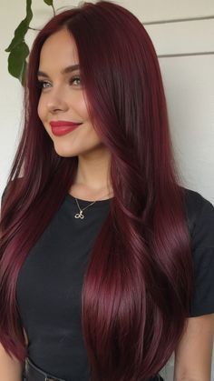 Rich Auburn Hair Color, Dark Red Shades, Red Hair Beauty, Crimson Red Hair, Deep Red Hair Color, Deep Auburn, Blood Red Hair, Red Hair Trends, Red Hair Looks