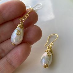 Teardrop Pearls Earrings Pearl Dangle Earrings Pearl Dropped | Etsy Wire Pearl Earrings, Pearl White Drop Earrings With Pearl Pendant, White Teardrop Wire Wrapped Earrings, Drop Pearl Pendant Earrings, Drop Pearl Earrings With Pearl Charm, Pearl White Teardrop Pearl Charm Earrings, Gold Pear-shaped Teardrop Earrings With Pearl Charm, Delicate White Pear-shaped Bridal Earrings, Pearl White Dangle Teardrop Earrings