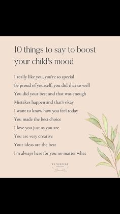 a poem that says 10 things to say to your child's mood