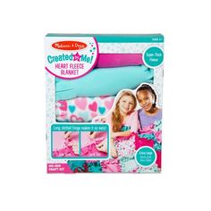 the children's bedding set is packaged in pink and blue with hearts on it