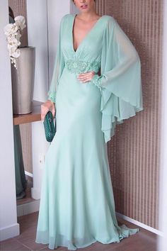 Sheath-Column Sweep-Brush Train Chiffon Dress CM0077 Lace 2023, Glamorous Party, Dress Wedding Guest, فستان سهرة, Column Dress, Mothers Dresses, Chiffon Long Sleeve, Mother Of The Bride Dress, Abaya Fashion