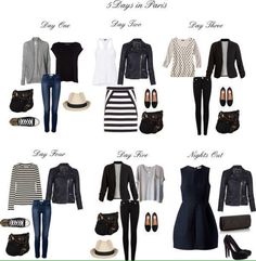 5 days in Paris Travel Challenge, Wardrobe Building, Travel Paris, Mode Tips, Spring Capsule, Clothes And Shoes, Paris Outfits, Fashion Capsule, Freshman Year