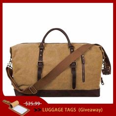 PROMOTION Wholesale & personalization acceptable: contact us for pricing FEATURES Durable Men's Duffle: made of durable & waterproof & wear-resistant waxed canvas. Large Weekender Bag: 60L Capacity for carrying camping, traveling or school necessities, 2-5 days trip. Under seat bag: Fits nicely in the overhead bin or under the flight airplane seat. 3-Ways Carry-on Bag: Comes with detachable and adjustable shoulder strap which easily switch your overnight bag to hand carry/shoulder/crossbody wear Mens Carry On Bag, School Necessities, Large Weekender Bag, Flight Airplane, Canvas Weekender Bag, Carry On Size, Weekend Travel, Sac Week End, Rugged Style