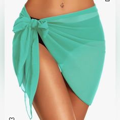 Womens Beach Sarong Sheer Swimsuit Coverup Chiffon Fabric. Mint Green Color. Purchased For Vacation But Never Worn. Brand New, No Tags. Solid Beachwear Sarong For Vacation, Green Cover-up For Beach Party Vacation, Solid Color Sarong For Beach Vacation, Green Vacation Cover-up For Beach Party, Solid Color Sarong For Beach Season Vacation, Green Cover-up For Poolside Vacation, Green Cover-up For Beach Party Season, Summer Sarong For Vacation, Green Cover-up For Summer Beach Party