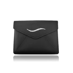 Black LEather & Crystal Tablet Clutch | Deos Designer Black Rectangular Clutch, Luxury Black Envelope Clutch, Designer Black Clutch With Zipper Closure, Black Leather-lined Pouch Clutch, Luxury Black Leather-lined Clutch, Tech Cases, Kelly Wearstler, Zac Posen, Back To Black