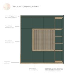 an image of the back side of a bookcase with measurements and details on it