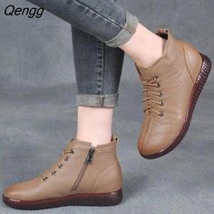 Shipping: Worldwide Express Shipping AvailableDelivery time: 7-15Days Fast ShippingReturns: Fast refund, 100% Money Back Guarantee.Brand Name: ICCLEKBoot Type: Modern BootsShaft Material: PUOutsole Material: RubberUpper Material: PUOrigin: Mainland ChinaCN: ZhejiangSeason: Spring/AutumnInsole Material: EVAHeel Type: Flat withLining Material: PUBoot Height: ANKLEItem Type: BootsFashion Element: Cross-tiedDepartment Name: AdultToe Shape: Round ToeHeel Height: Low (1cm-3cm)With Platforms: YesPlatfo Womens Boots Flat, Short Ankle Boots, Elegant Heels, Winter Ankle Boots, Comfortable Flats, Round Toe Heels, Martin Boots, Winter Boots Women, Short Boots