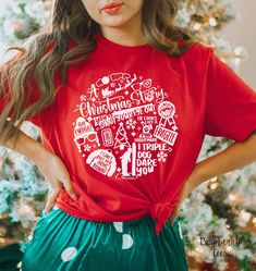 "This cute \"Christmas Story\" shirt will be perfect for the holiday season! BELLA + CANVAS T SHIRT The Bella + Canvas 3001 t-shirt feels soft and light, with just the right amount of stretch. It's comfortable and the unisex cut is flattering for both men and women. We can't compliment this shirt enough - it's one of our crowd favorites. And it's sure to be your next favorite too! SIZING Most customers feel this shirt fits true to size. This shirt is relaxed/loose fit and will be slightly longer Pink Xmas, Christmas Tshirt, Layered Shirts, Christmas Story, Funny Christmas Shirts, Matching Shirts, Christmas Shirt, Unisex Shirts, Christmas Tshirts