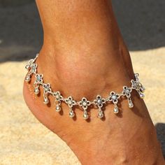 Anklets -Bohemia Alloy Chain Anklet Flower Design Summer Beach Ankles Foot Bracelet Antique Silver Color Retro Anklets GiftModel Number:32906049468 Silver Ankle Strap Anklets For Festival, Silver Beaded Anklets For Festival, Silver Beaded Festival Anklets, Silver Beaded Anklets For Summer, Festival Silver Beaded Anklets, Silver Ankle Wrap Jewelry For Beach, Summer Beach Jewelry With Flower Shape, Summer Beach Flower Jewelry, Silver Anklets For The Beach