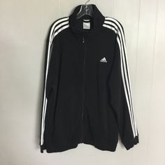 Adidas Mens Zip Up Jacket Size 2xl Black New Without Tags But Has The Plastic Piece On The Zipper True To Size 2 Side Pockets Please Let Me Know If You Have Any Questions Gg Black Adidas Tracksuit, Adidas Aesthetic, Black Adidas Jacket, Adidas Activewear, Jogging Track, Adidas Zip Up, Adidas Tracksuit, Tracksuit Jacket, Adidas Mens