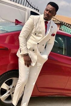 Blair White Peaked Lapel Double Breasted Striped Men Suits Best Fitted Business Velvet Prom Suit, Prom Suit Green, White Prom Suit, Purple Prom Suit, Pink Prom Suit, Red Prom Suit, Black Prom Suits, Blue Prom Suit, Blair White