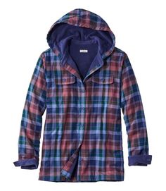 Women's Fleece-Lined Flannel Hoodie, Plaid | Shirts & Button-Downs at L.L.Bean Fleece Lined Flannel Shirt, Flannel Hoodie, Plaid Hoodie, Black Plum, Plaid Shirts, Cute Hoodie, Built To Last, Stay True, Womens Fleece