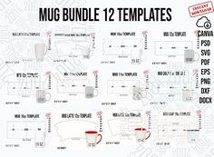 the mug bundle 12 templates are available for use in any type of coffee cup