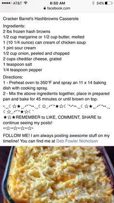 the recipe for baked macaroni and cheese in a casserole dish is shown