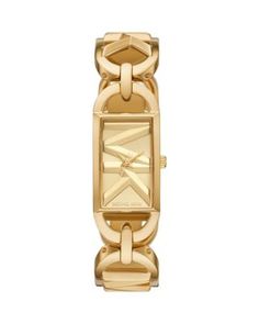 Michael Kors Empire Chain Watch, 20mm x 50mm Michael Kors Fall, Gold Plated Watch, Three Hands, Watch Model, Women's Watch, Stainless Steel Watch, Leather Band, Chain Link Bracelet, Michael Kors Watch