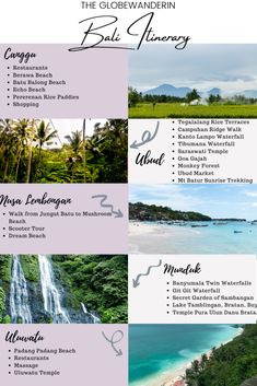 the top ten things to see in bali, malaysia and other countries with text overlaying