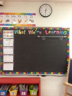 a blackboard with writing on it in a classroom