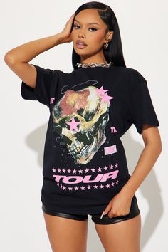 The Light Tour Skull Tee - Black | Fashion Nova, Screens Tops and Bottoms | Fashion Nova Egirl Clothing, Skull Tee, Cute Comfy Outfits, Tee Shirt Print, Casual Street Style, Graphic Tees Women, Comfy Outfits, Women's Casual, Urban Fashion