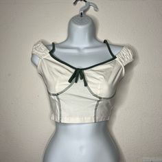 New Never Used Chic White Top With Drawstring, White Summer Tops With Drawstring, Chic White Top With Knotted Straps, Summer Cropped Tie Crop Top, Summer Tied Crop Top, Fitted Tie-top For Summer, White Tied Tops For Day Out, White Cropped Tie Back Top, White Drawstring Top For Summer