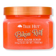 Bikini Reef Shea Sugar Body Scrub - Tree Hut | Ulta Beauty Shea Sugar Scrub, Relaxing Beach, Exfoliating Body Scrub, Sugar Body Scrub, Natural Exfoliant, Sugar Body, Macadamia Oil, Exfoliating Scrub, Evening Primrose Oil